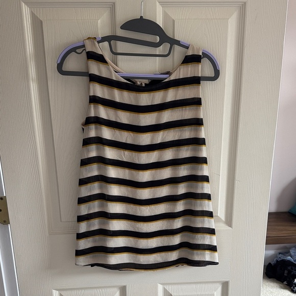 Loft Fashion Tops - Loft Fashion Black and Gold Striped Tank Top
